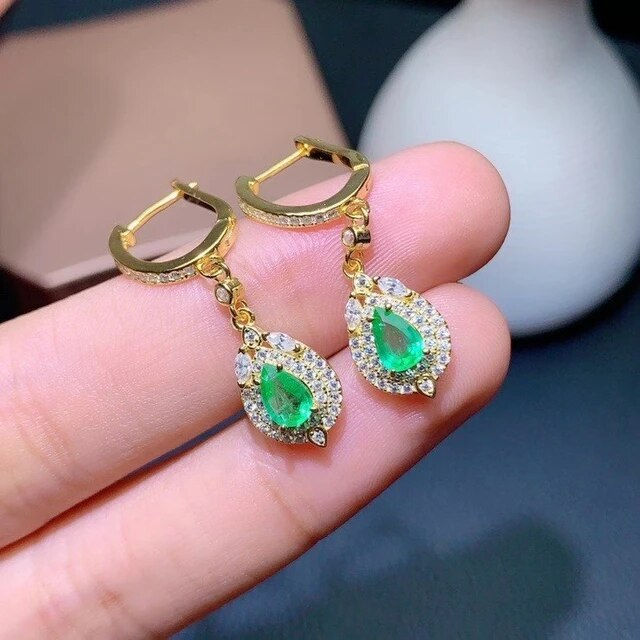 Miniatura: Natural Emerald Earrings,925 Silver Earrings ,Gemstone Earrings,Gifts For Her