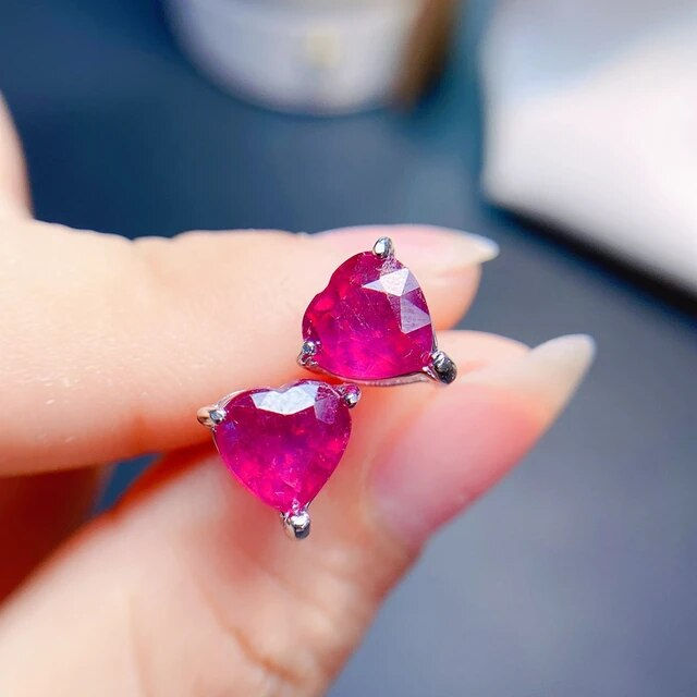 الصورة المصغرة: Natural Ruby Earrings,925 Silver Earrings ,Gemstone Earrings,Gifts For Her
