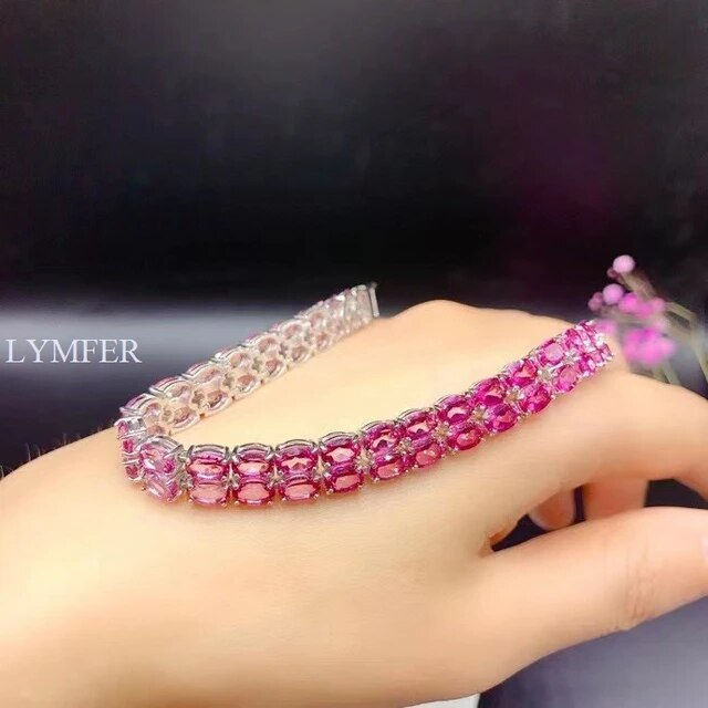 Thumbnail: Natural Red Topaz Bracelet,925 Silver Bracelet,Gemstone Bracelet,Gifts For Her