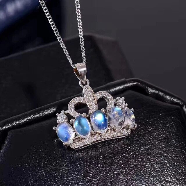 Miniaturbild: Blue Moonstone Crown Necklace,925 Silver Necklace,Gemstone Necklace,Gift For Her