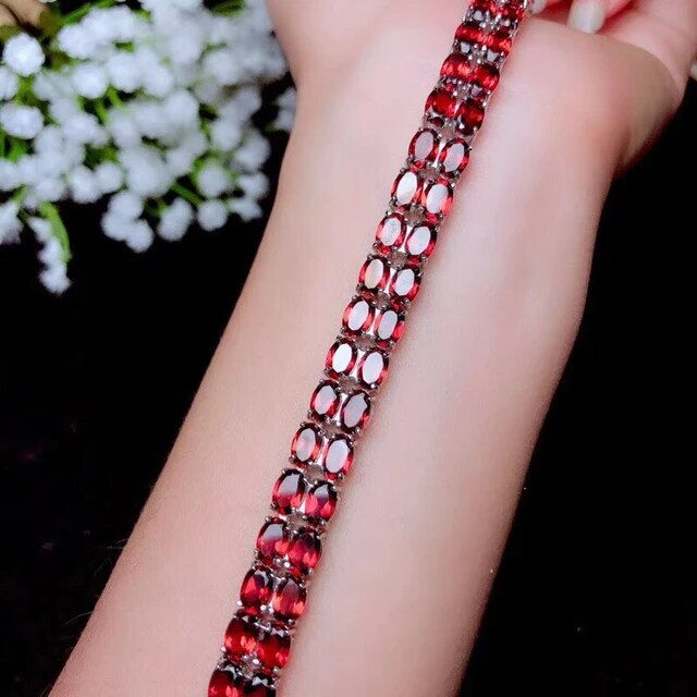 Miniatura: Natural Garnet Bracelet,925 Silver Bracelet,Gemstone Bracelet,Gifts For Her
