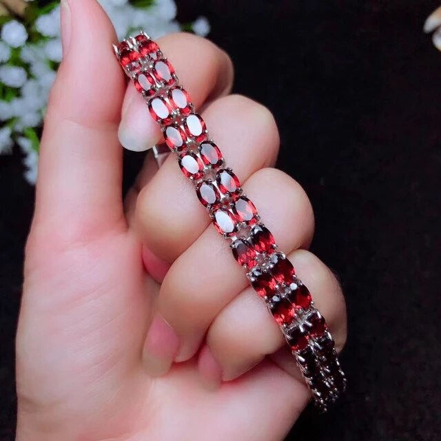 Miniaturbild: Natural Garnet Bracelet,925 Silver Bracelet,Gemstone Bracelet,Gifts For Her