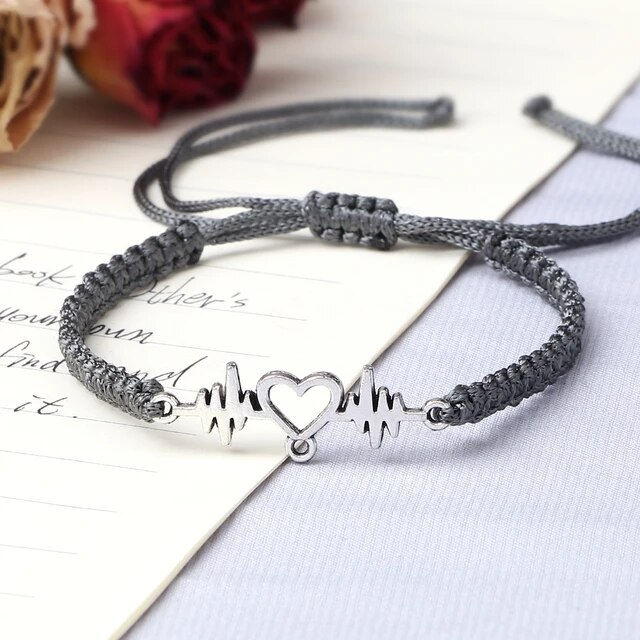 Grey Thread String Wristband Adjustable Lucky Infinity Bracelet for Women Men