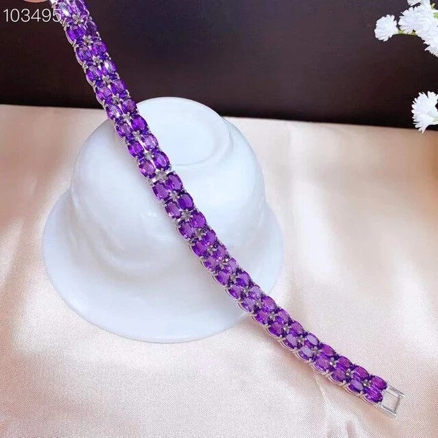 الصورة المصغرة: Natural Amethyst Bracelet,925 Silver Bracelet,Gemstone Bracelet,Gifts For Her