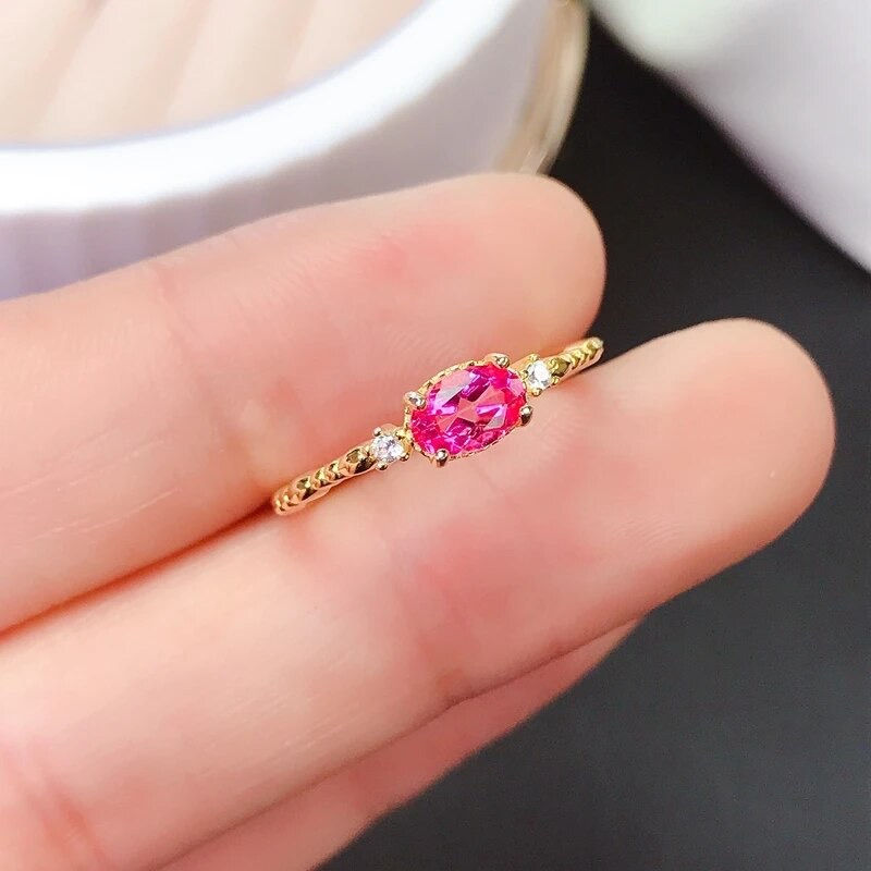 Miniatura: Pink Topaz Ring,92.5 Sterling Silver Ring,Engagement Wedding Ring For Her