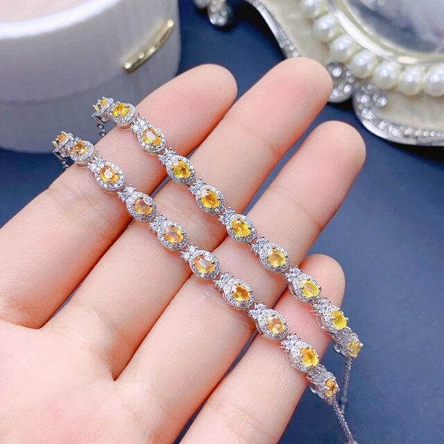 الصورة المصغرة: Yellow Sapphire Bracelet,925 Silver Bracelet,Gemstone Bracelet,Gifts For Her