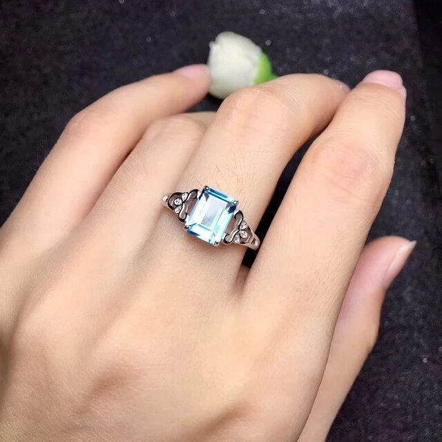 Miniatura: Natural Blue Topaz Ring,92.5 Silver Ring,Engagement Wedding Ring For Her