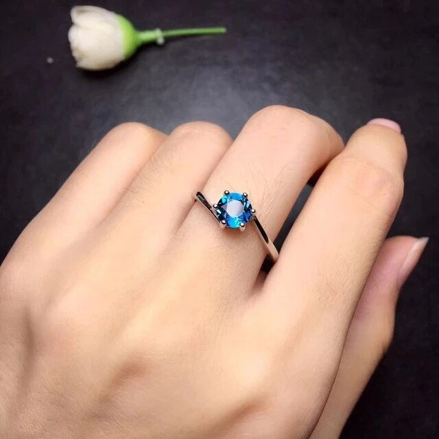 Miniatura: Natural Blue Topaz Ring,92.5 Silver Ring,Engagement Wedding Ring For Her