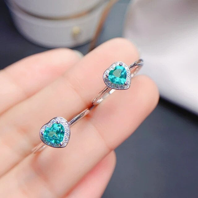 Miniatura: Natural Green Heart Topaz Ring,92.5 Sterling Silver Ring,Engagement Ring