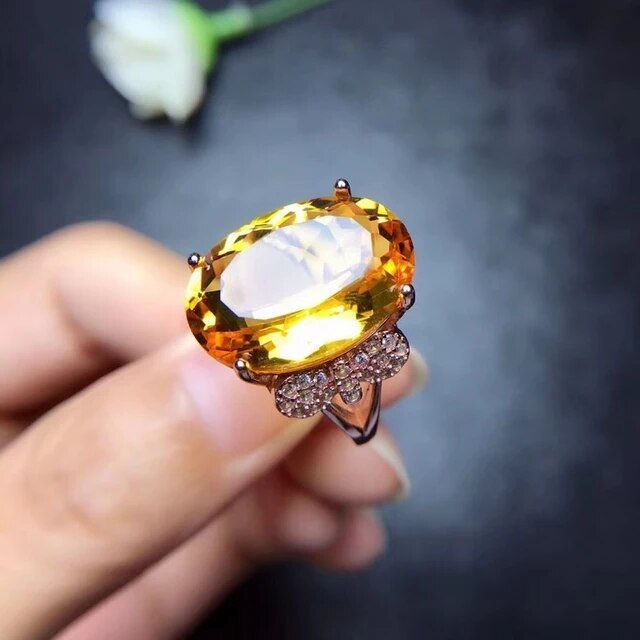 Miniatura: Natural 10ct Citrine Ring,92.5 Silver Ring,Engagement Wedding Ring