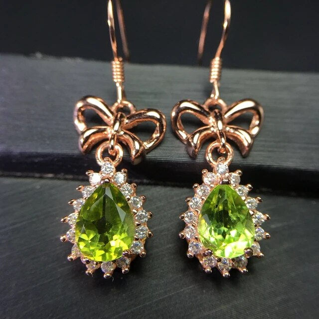 Miniaturbild: Natural Olivine Eardrops,925 Silver Earrings ,Gemstone Earrings,Gifts For Her
