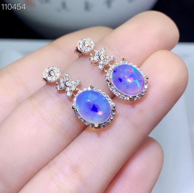 الصورة المصغرة: 4ct Natural Opal Earrings,925 Silver Earrings ,Gemstone Earrings,Gifts For Her
