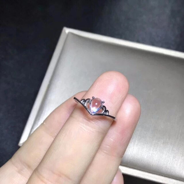 الصورة المصغرة: Natural Moonstone Ring,92.5 Silver Ring,Engagement Wedding Ring