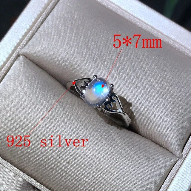 Thumbnail: Natural Rainbow Moonstone Ring,92.5 Silver Ring,Engagement Wedding Ring
