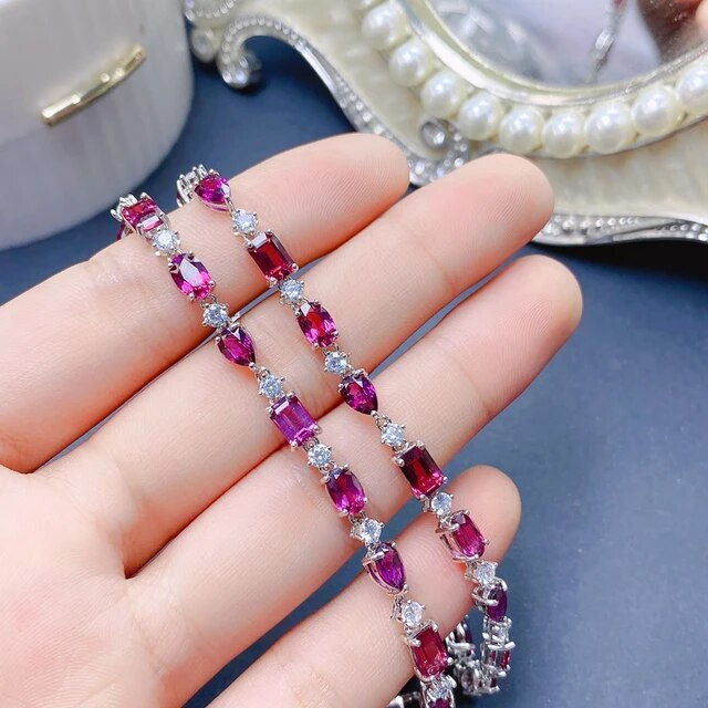 Miniaturbild: Natural Garnet Bracelet,925 Silver Bracelet,Gemstone Bracelet,Gifts For Her