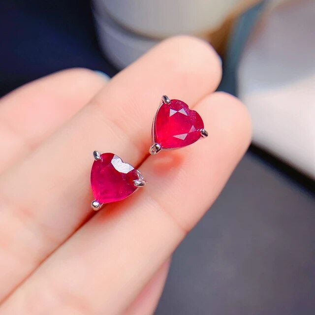 الصورة المصغرة: Natural Ruby Earrings,925 Silver Earrings ,Gemstone Earrings,Gifts For Her