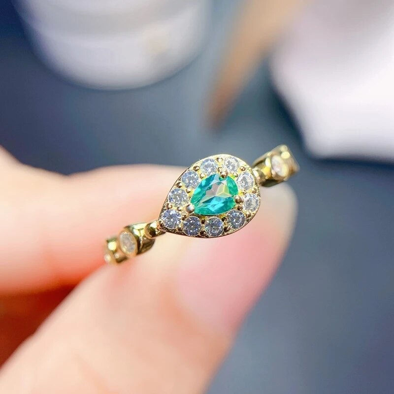 Thumbnail: Green Paparacha Topaz Ring,925 Sterling Silver Ring,November Birthstone Ring