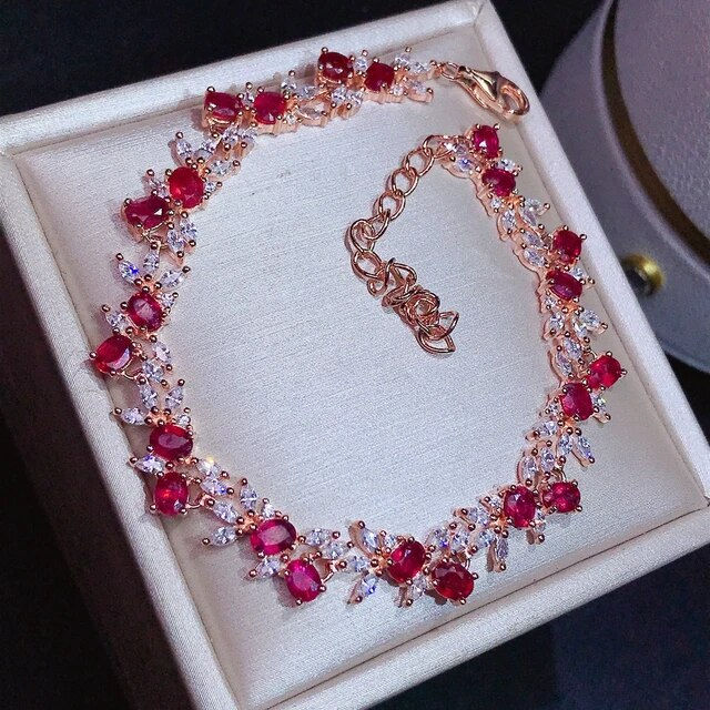 الصورة المصغرة: Natural Ruby Bracelet,925 Silver Bracelet,Gemstone Bracelet,Gifts For Her