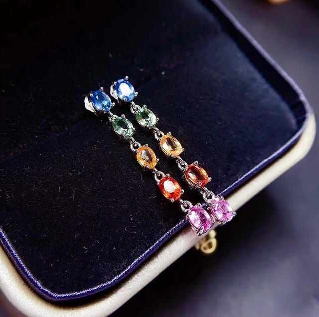 Miniature : Color Sapphire Earrings,925 Silver Earrings ,Gemstone Earrings,Gifts For Her