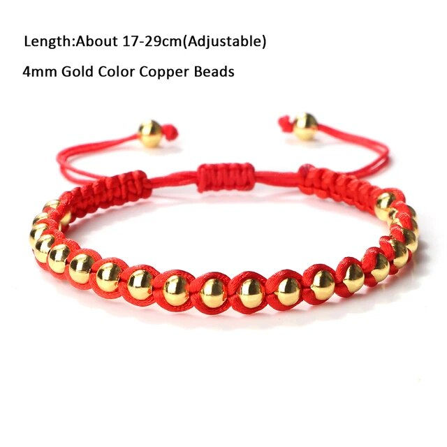 Miniatura: Lucky Red Rope String Bracelet Buddhism Copper Beads Thread Wrist Bracelet