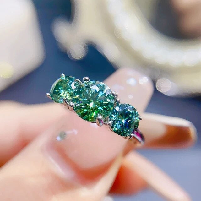 Miniaturbild: Red,Green and White Moissanite Ring,92.5 Silver Ring,Engagement Wedding Ring