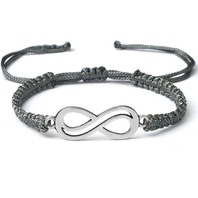 Thumbnail: Grey Thread String Wristband Adjustable Lucky Infinity Bracelet for Women Men