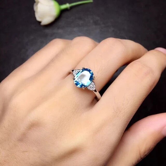 Miniatura: Natural Blue Topaz Ring,92.5 Silver Ring,Engagement Wedding Ring For Her