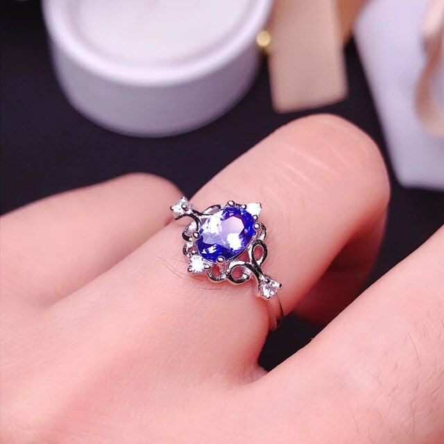 Miniatura: Natural Tanzanite Ring,92.5 Silver Ring,Engagement Wedding Ring