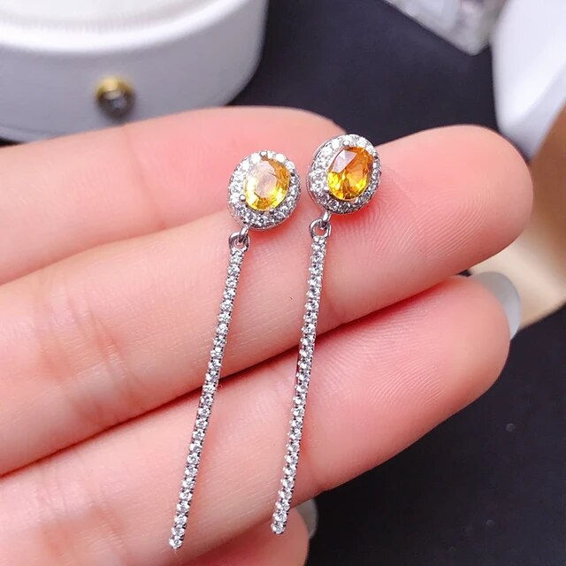 الصورة المصغرة: Citrine Crystal Earrings,925 Silver Earrings ,Gemstone Earrings,Gifts For Her