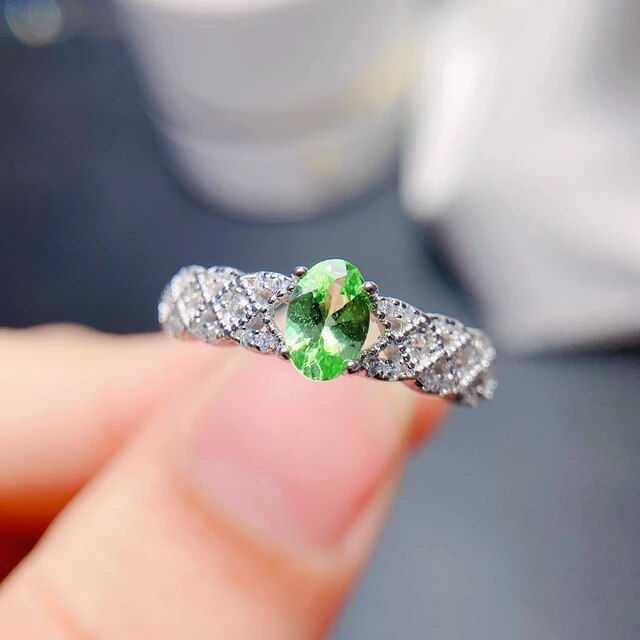 Miniatura: Natural Tsavorite Ring,Shaffrey Ring,92.5 Silver Ring,Engagement Wedding Ring