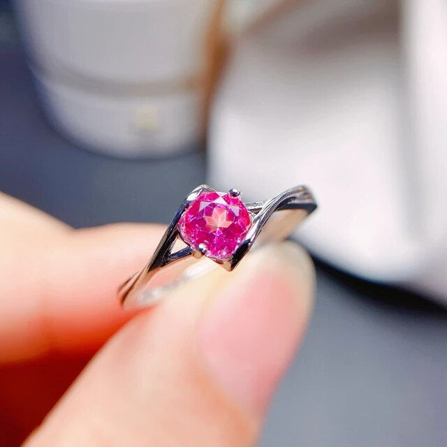 الصورة المصغرة: Pink Topaz Ring,92.5 Sterling Silver Ring,Engagement Wedding Ring For Her