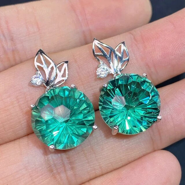 الصورة المصغرة: Green Crystal Amethyst Earrings,925 Silver Earrings ,Gemstone Earrings Gifts