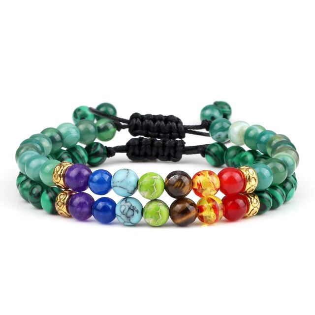 Miniature : 2 Pcs/Set 7 Chakra Healing Bracelets for Women Men Trendy Handmade Braided Yoga