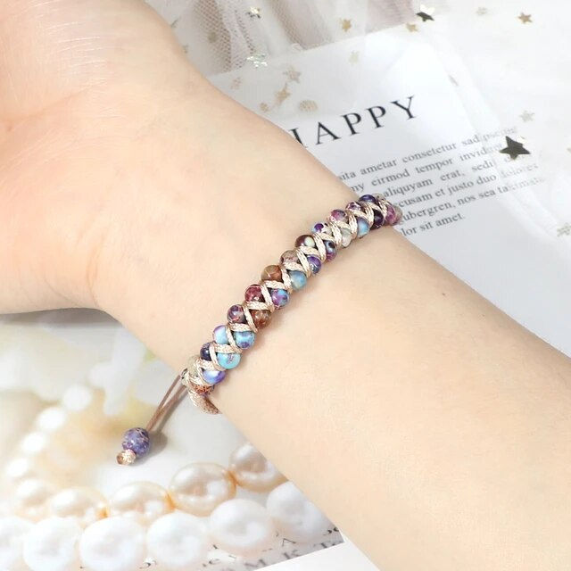 Miniatura: Natural African Japser Bracelets Women Men Bohemia Healing Yoga Charm Macram