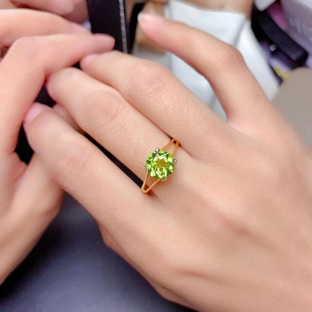 Miniatura: Natural Olivine Ring,92.5 Silver Ring,Engagement Wedding Ring