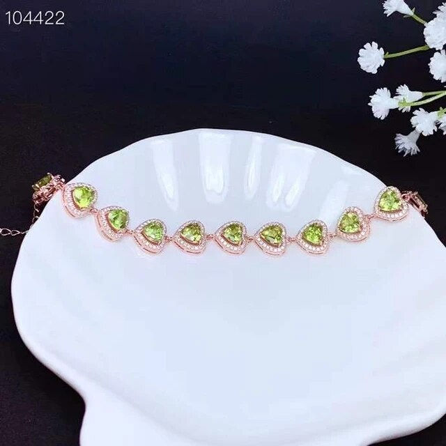 الصورة المصغرة: Natural Olivine Bracelet,925 Silver Bracelet,Gemstone Bracelet,Gifts For Her