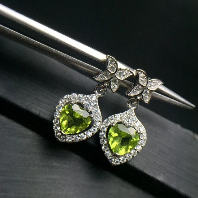 الصورة المصغرة: Natural Olivine Earrings,925 Silver Earrings ,Gemstone Earrings,Gifts For Her
