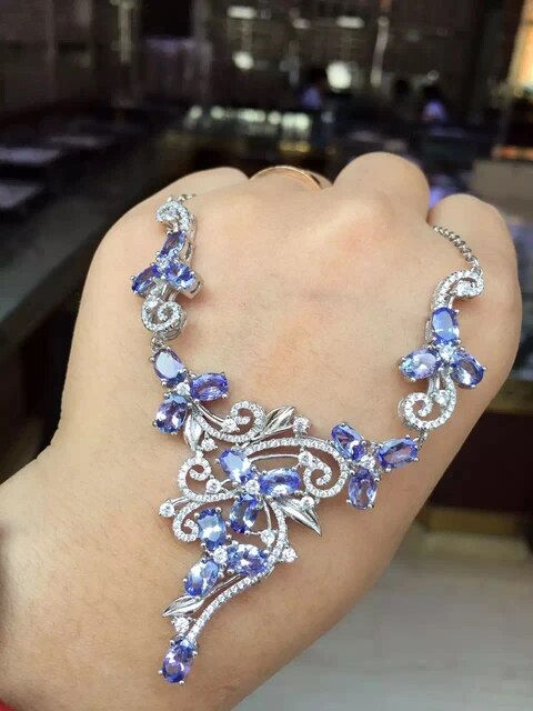الصورة المصغرة: Natural Tanzanite Necklace,925 Silver Necklace,Gemstone Necklace,Gifts For Her
