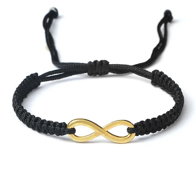 Miniatura: Black Thread String Wristband Adjustable Lucky Infinity Bracelet for Women Men