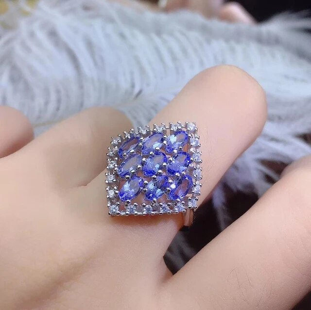 Miniature : Natural Tanzanite Ring,92.5 Silver Ring,Engagement Wedding Ring