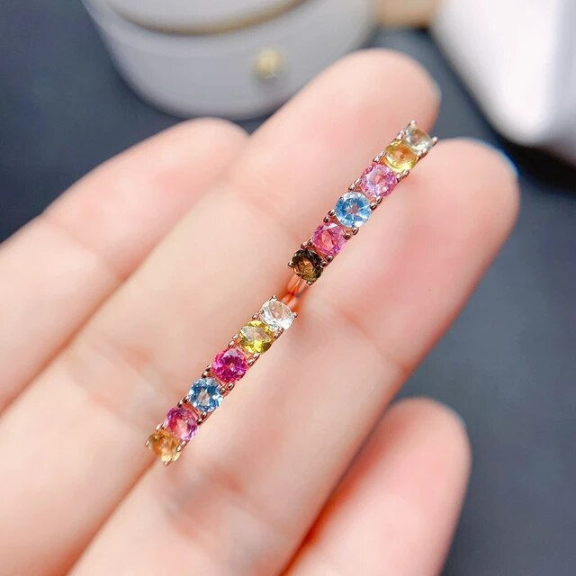 Miniatura: Natural Multicolor Tourmaline Ring,92.5 Silver Ring,Engagement Wedding Ring