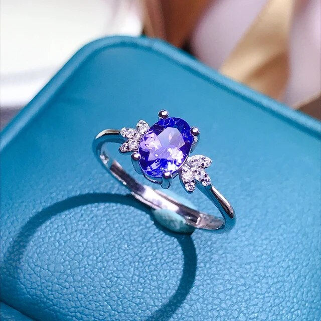 Miniatura: Natural 1ct Tanzanite Ring,92.5 Silver Ring,Engagement Wedding Ring