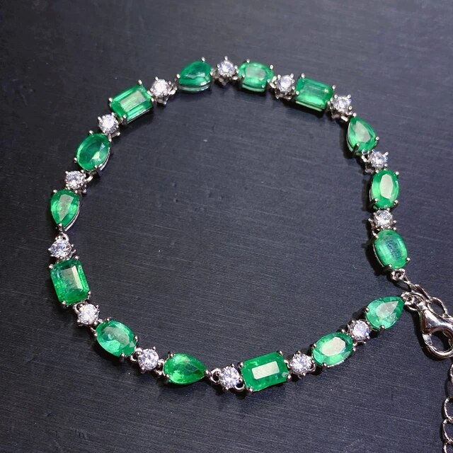 Miniaturbild: Natural Emerald Bracelet,925 Silver Bracelet,Gemstone Bracelet,Gifts For Her