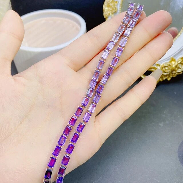 Thumbnail: Natural Amethyst Bracelet,925 Silver Bracelet,Gemstone Bracelet,Gifts For Her