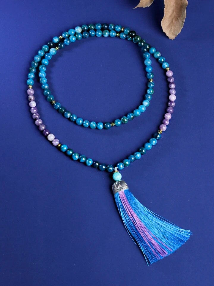 Miniaturbild: Apatite Japa Mala,Tassel Necklace,108 Prayer Healing Yoga Meditation Beads