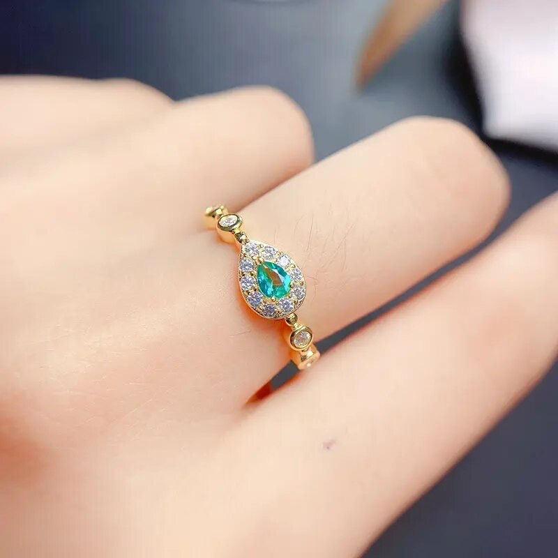 Thumbnail: Green Paparacha Topaz Ring,925 Sterling Silver Ring,November Birthstone Ring