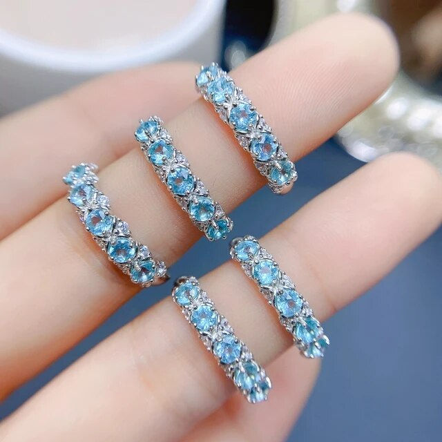 Miniatura: Natural Blue Topaz Ring,92.5 Silver Ring,Engagement Wedding Ring For Her