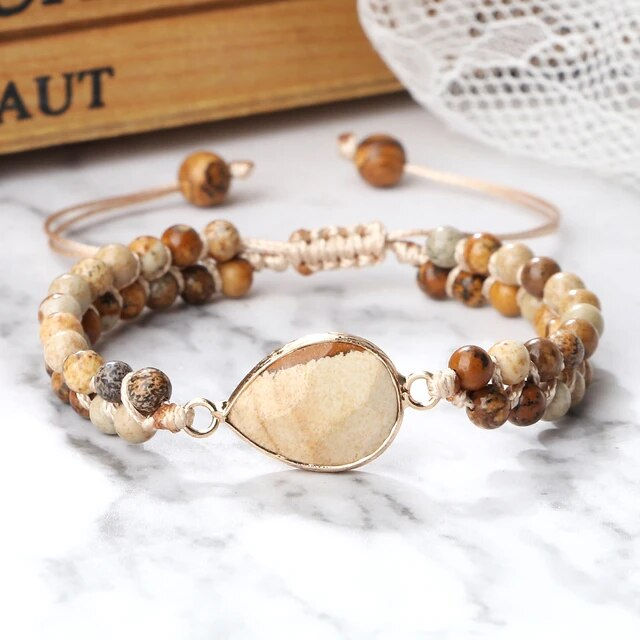 Miniaturbild: Natural Stone Wrist Chain Tibetan Buddha Yoga Bracelet Handmade Nylon Braided