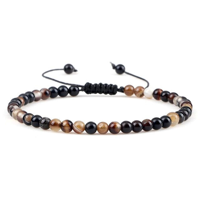 Miniature : 4mm Fire Agate Bead Braided Bracelets for Women Men Handmade Colorful Round Bead