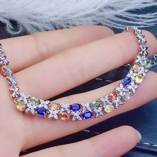 Miniaturbild: Natural Sapphire Bracelet,925 Silver Bracelet,Gemstone Bracelet,Gifts For Her